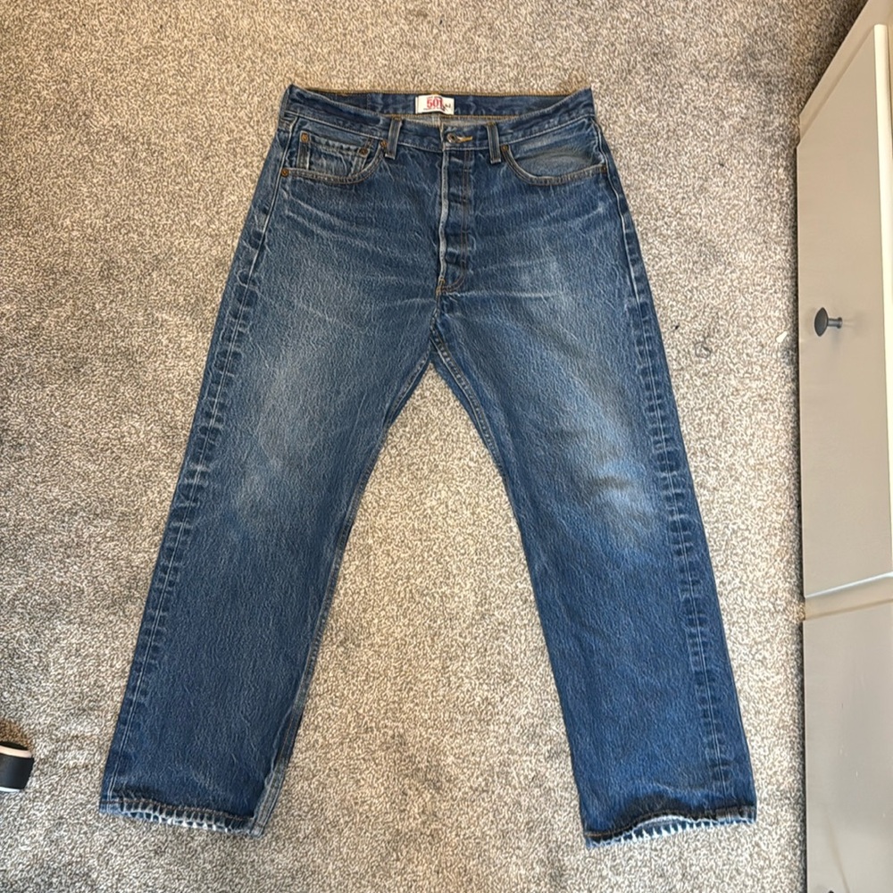 Levi's 501 Relaxed Blue Jeans with Classic Fading 34x30 Button Fly